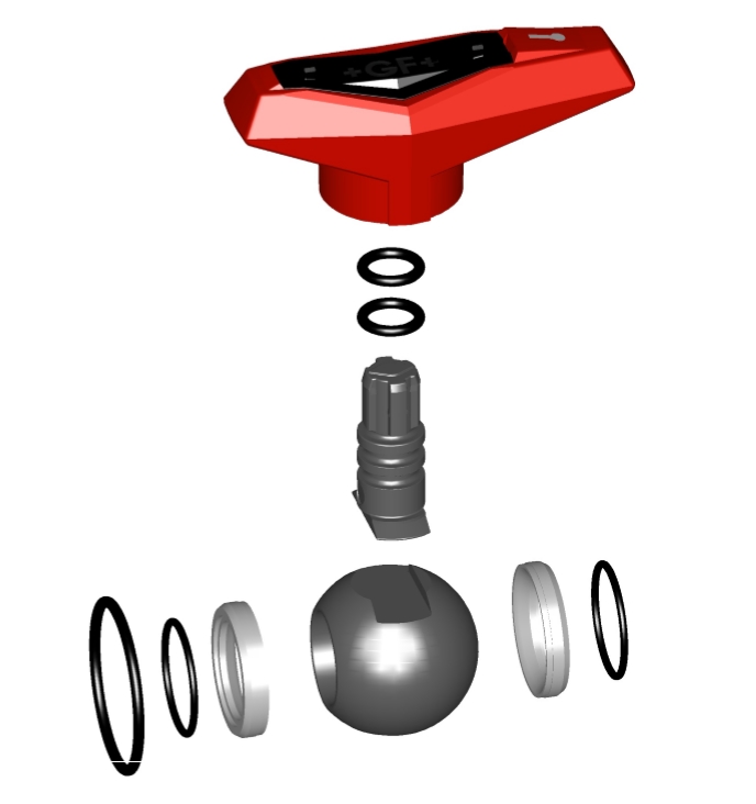 Комплект шара, GF, ABS, вертикальный Т-порт, тип 543, для шарового крана 