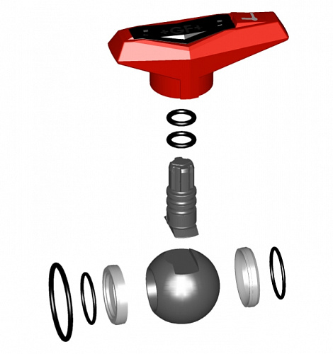 Комплект шара, GF, PVC-U, вертикальный L-порт, тип 543, для шарового крана