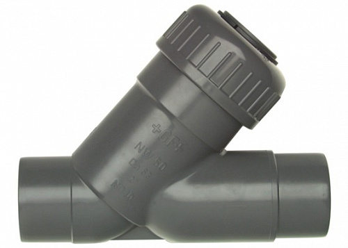 Клапан запорный угловой, GF, PVC-U, тип 303, клеевые патрубки, метрические