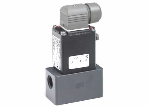Клапан электромагнитный, GF, PVC-U, тип 157 A, резьбовые раструбы, нормально открытый, 230V